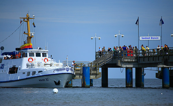 Küstenrundfahrt, Anlegestelle Basniner Seebrücke, Usedom, Mecklenburg, Vorpommern, Deutschland, Europa